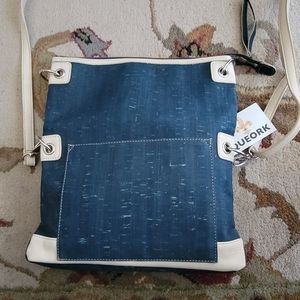 Blue and Cream Women's Bag